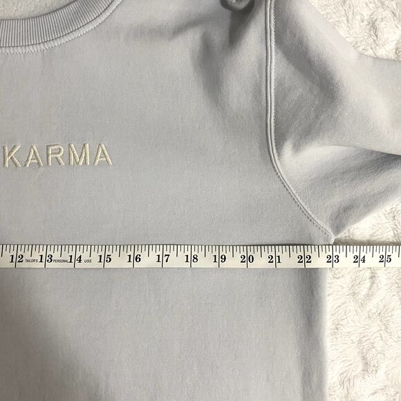 Zara Blue Dear Karma Embroidered Crewneck Relaxed Fit Minimalist Sweatshirt S - Picture 8 of 8